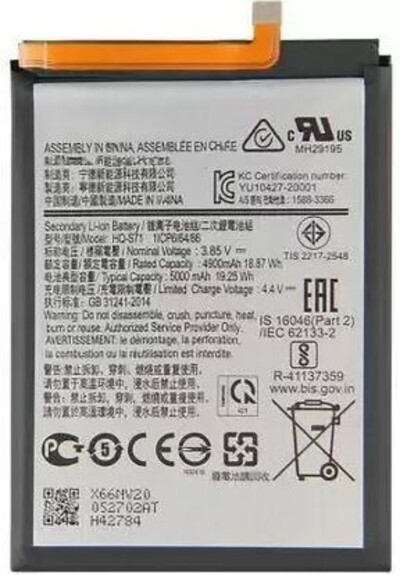 New Premium Battery Replacement Part Compatible for Samsung A53 A536 5G  Rated Capacity: 4860mAh, 18.85Wh  Typical Capacity: 5000mAh, 19.40Wh